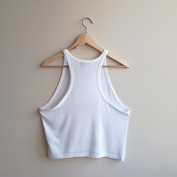 TOPSHOP Premium Ribbed Racer Vest Tank top in White - Picture 2 of 5